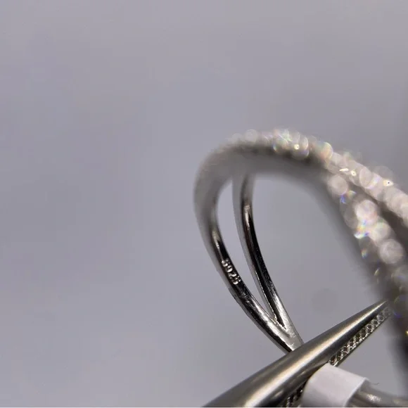 Moissanite Criss Cross Ring Band X Ring Wedding Eternity 925 18K White Gold 1 Ct - Picture 12 of 12